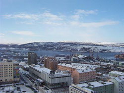 Murmansk covered by snow